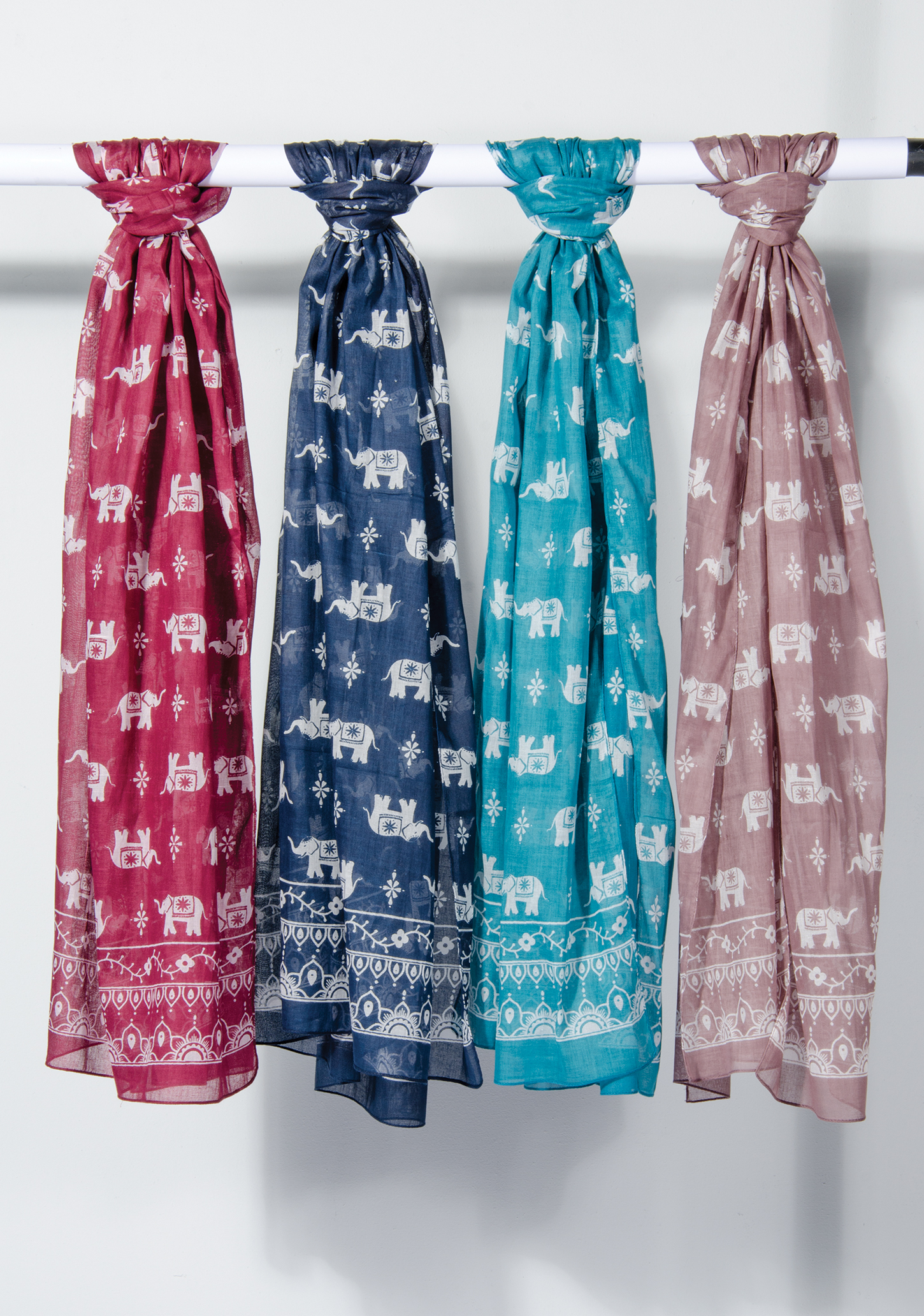 FAIR TRADE COTTON SCARF ELEPHANT PRINT