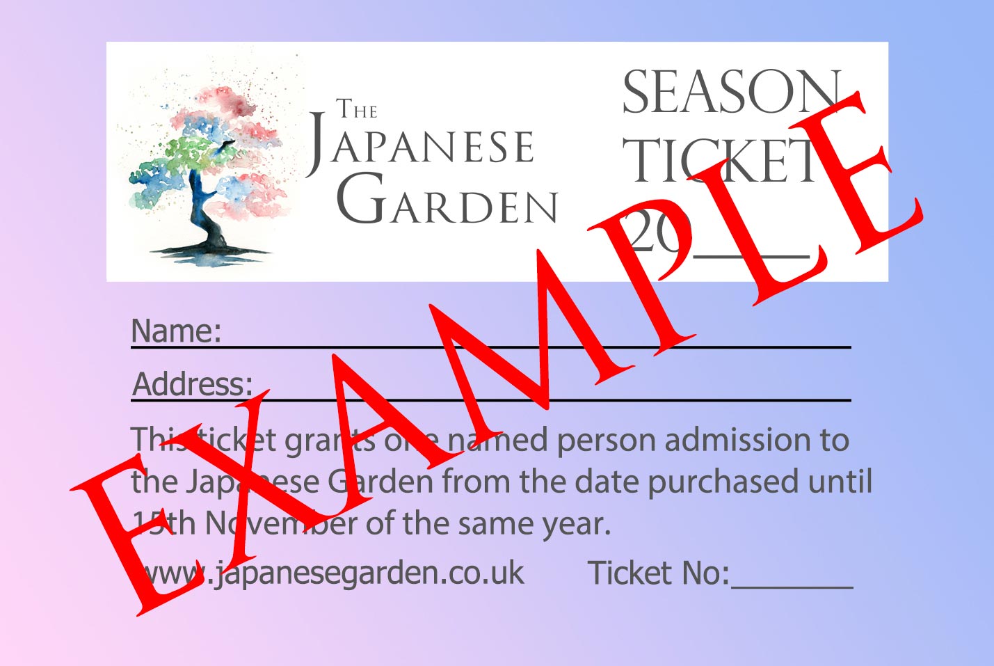 SEASON TICKET / GARDEN ENTRY FOR 2026